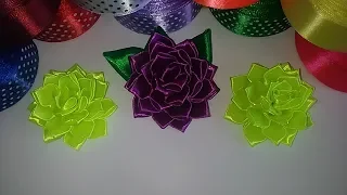 Роза из атласных лент. Канзаши.M.K. DIY. Kanzashi サテンリボンの花 Flower of satin ribbons