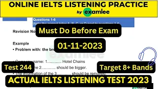 IELTS Listening Practice Test + Answers [ 01-11-2023 ] / Actual IELTS Test #examlee #ieltslistening