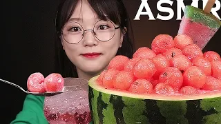 ASMR WATERMELON POPPING BOBA ICE FLAKE🍉 EATING SOUNDS MUKBANG [ENG SUB]