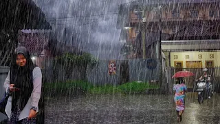 Super heavy rain in my village at night | Fall asleep instantly with the sound of heavy rain