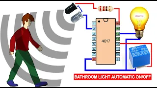 Motion Sensor Light Switch using CD4017 & IR sensor || Automatic bathroom light on off