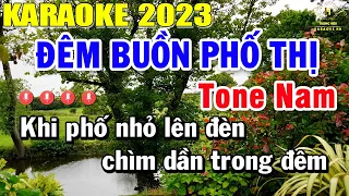 Đêm Buồn Phố Thị Karaoke Tone Nam Nhạc Sống 2023  | Trọng Hiếu