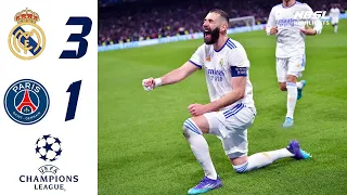 Real Madrid 3-1 PSG (HD) | Benzema Hattrick | Champions League 2022 | All Goals Resumen y Goles