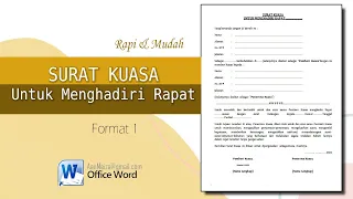 Surat Kuasa Khusus Untuk Menghadiri Rapat || Format 1|| SURAT KUASA