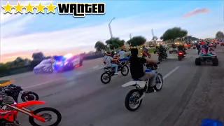 COPS CHASE OVER 700+ DIRT BIKE RIDERS 🌶️( GTA FIVE ⭐️⭐️⭐️⭐️⭐️) | GVO 2023 | SAY YB | NO PANIC |