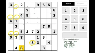 New York Times Sudoku Hard July 12, 2023