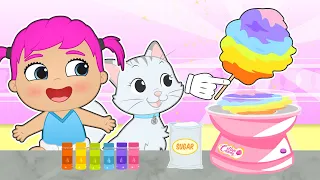 BEBÉS LILY Y KIRA 🍭🍭 Aprenden a hacer Algodón de Azúcar