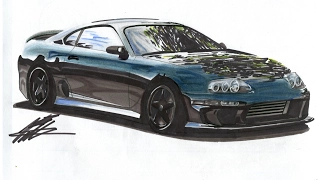 Realistic Car Drawing - Mk4 Toyota Supra - Time Lapse