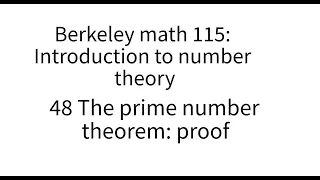 Introduction to number theory lecture 48 Proof of the prime number theorem