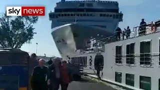 Cruise ship crashes into dock and tourist boat in Venice