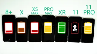 iPhone 11 vs iPhone 11 Pro vs Pro Max vs XR vs XS Max vs X vs 8 Plus Battery Life DRAIN TEST