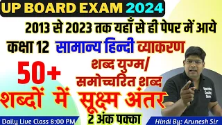 शब्दों में सूक्ष्म अंतर, समोच्चरित शब्द, शब्द युग्म 50+ बहुविकल्पीय प्रश्न कक्षा 12 सामान्य हिंदी