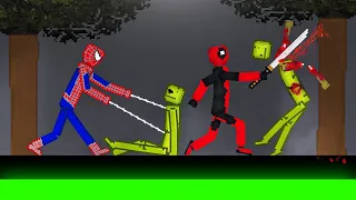 Spider-Man and Deadpool vs Melon Playground on Acid Sea in People Playground