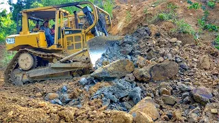 Amazing! Dozer Operator Skills Cutting Hillsides for Widening Plantation Roads