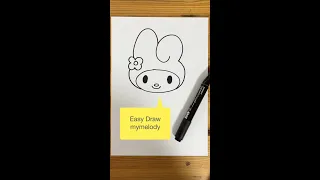 easy draw mymelody : マイメロ : 마이멜로디