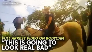 Bodycam shows handcuffed man led by cops on horseback (1 of 2)