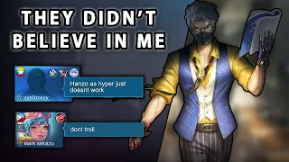 They Did Not Believe In My Hyper Carry Hanzo In Solo Mythical Glory Rank | Mobile Legends