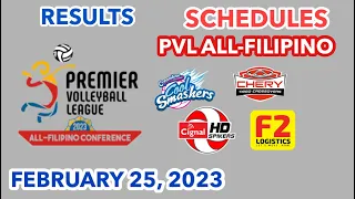 PVL ALL-FILIPINO CONFERENCE SCHEDULE February 25, 2023; PVL Standings Today; PVL Live