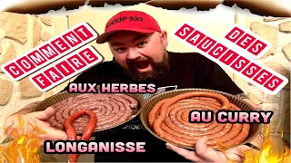 Comment Faire des Saucisses Maison 🤤aux Herbes 🔥au Curry 🔥 et la Longanisse