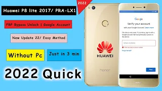 Huawei P8 Lite 2017 FRP Bypass|Easy Method 2022(PRA-LX1) Google Account Bypass Android 8.0.0 No Pc |