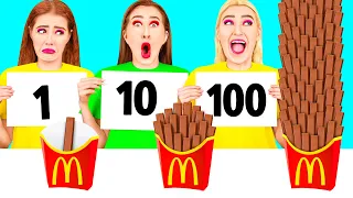 تحدي 100 طبقة من الطعام | تحديات طعام مضحكة Fun Fun Challenge