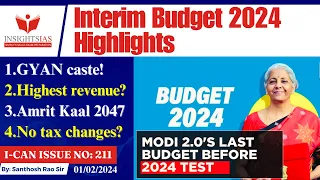 Interim Budget 2024 Highlights||Rupee income,Expenditure,Union Budget explained by Santhosh Rao UPSC
