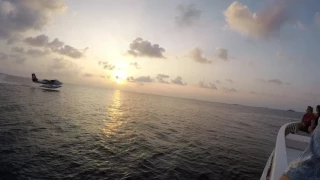 Reethi Beach sunset cruise watching a seaplane take off
