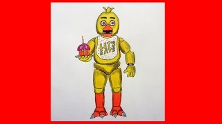 How to draw Chica, five nights at freddy's, Как нарисовать Чику