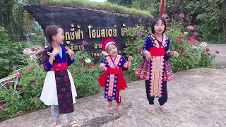 Cute Hmong Girls Dancing - Phu Chi Fa Homestay Ban Oy #hmong #hilltribe #chiangrai