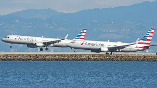 AWESOME Parallel Landing | American A321 and 737 Parallel Landing at San Francisco Airport