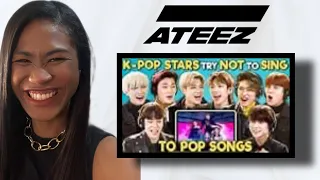 K-pop Stars React To Try Not To Sing Along Challenge (ATEEZ 에이티즈) | Reaction