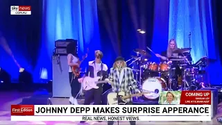 Johnny Depp makes surprise appearance at UK rock concert