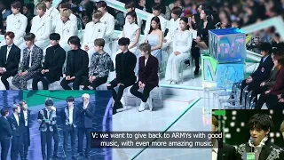 [ENG SUB] IDOLS REACTION TO BTS ARTIST OF THE YEAR SPEECH @ MMA 2019