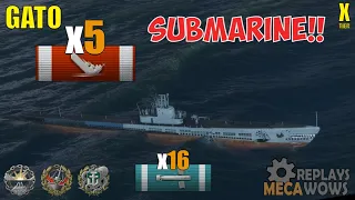 Submarine Gato 5 Kills & 165k Damage | World of Warships Gameplay