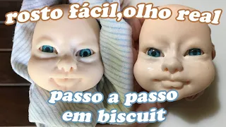 Passo a passo: Rosto fácil com olho real em Biscuit | Mara Guidali