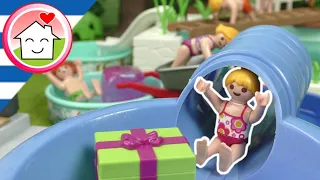 Playmobil ταινία Πάρτι γενεθλίων της Ελένης με αγώνα στην πισίνα! - οικογένεια Οικονόμου