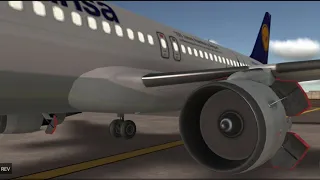 Reverse thrust close up ever of Lufthansa Airbus
