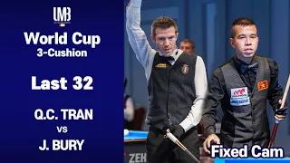 [Antalya World Cup 3-Cushion 2020] Last 32 - Q.C. TRAN (VIE) vs J. BURY (FRA). 40pts