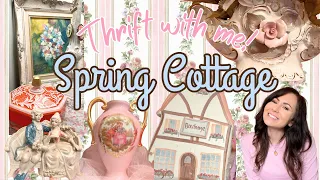 SPRING COTTAGE THRIFT WITH ME + HUGE HAUL 🌷 SHABBY CHIC DECOR THRIFTING 2024 🌱