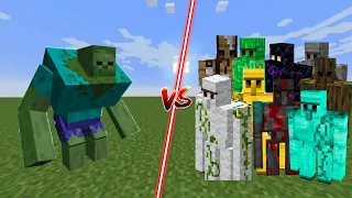All Extra Golem vs Mutant Zombie Fight In Minecraft