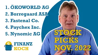 Stock Picks November 2022: ÖKOWORLD, Borregaard, Fastenal, Paychex, Nynomic