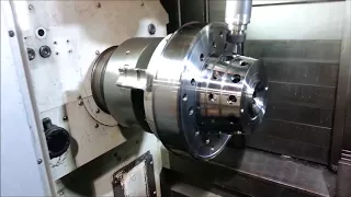 5 axis port milling on a Mori Seiki NTX2000--Programmed in Esprit