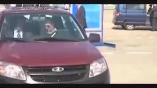 Putin drives Russian car