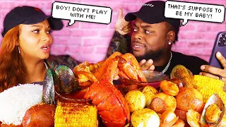 GETTING MAD MY EX IS PREGNANT PRANK ON MY WIFE + SEAFOOD BOIL MUKBANG | QUEEN BEAST & BEAST MODE