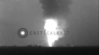 A rocket catches fire during a static test firing in Florida. HD Stock Footage