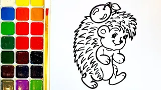 We draw, paint. Drawing lessons for children. Easy drawing How to draw. Easy drawing of a hedgehog