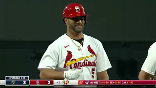 Albert Pujols singles to shallow right field!