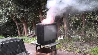 Working CRT - TV smoking and on fire