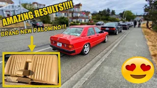 Mercedes 190E W201 Faded Palomino Interior Restoration. Rear Bench Seat & Shelf