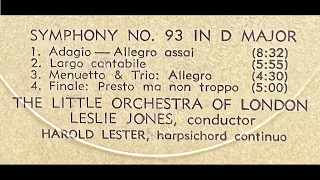 Haydn: Symphony No. 93 in D major - Leslie Jones, 1968 - Nonesuch HF-73019